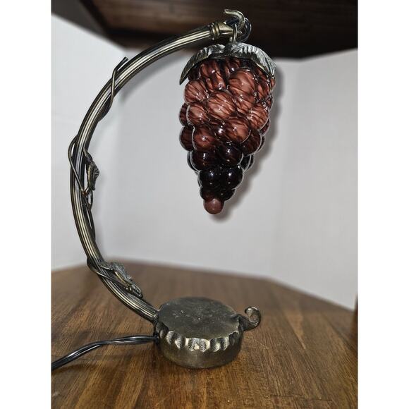 Hanging Glass Art Deco Grape Cluster Table Desk Lamp Arched Cast Metal Arm... - Picture 1 of 6